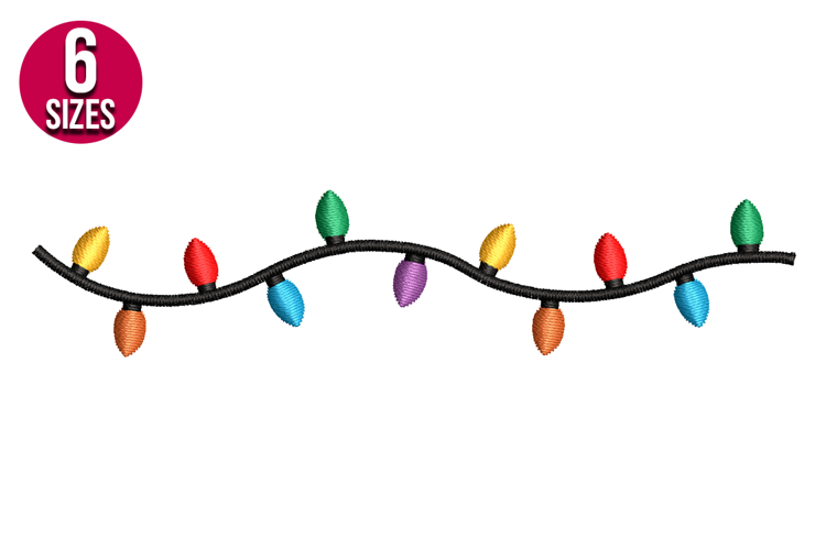 Christmas Lights Machine Embroidery Design - 6 sizes