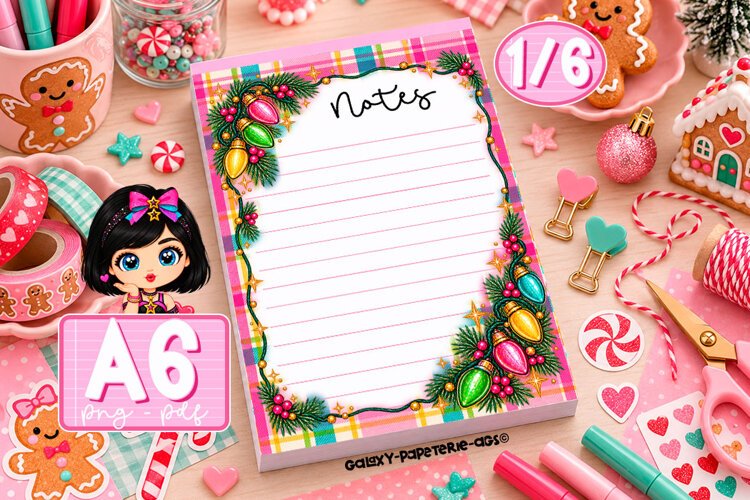 Christmas Lights A6 Notepad PNG and PDF example image 1