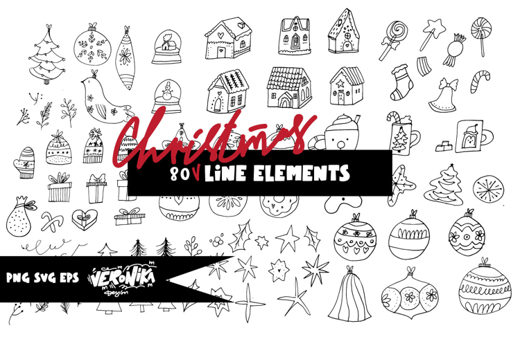 Christmas Line SVG Set | 80 Elements 10 Patterns