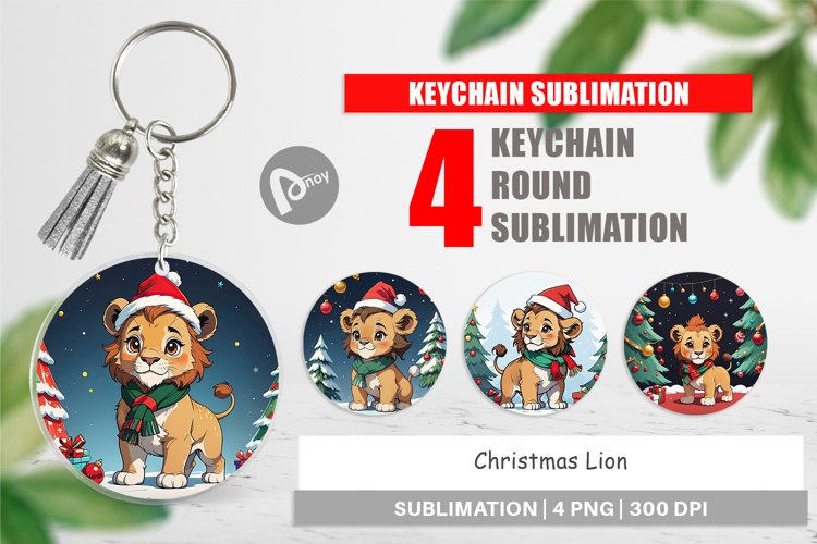 Keychain Cartoon Christmas Lion