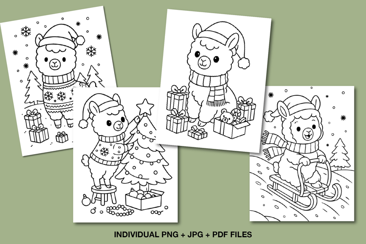Christmas Llama Coloring Pages | Holiday Printable Sheets