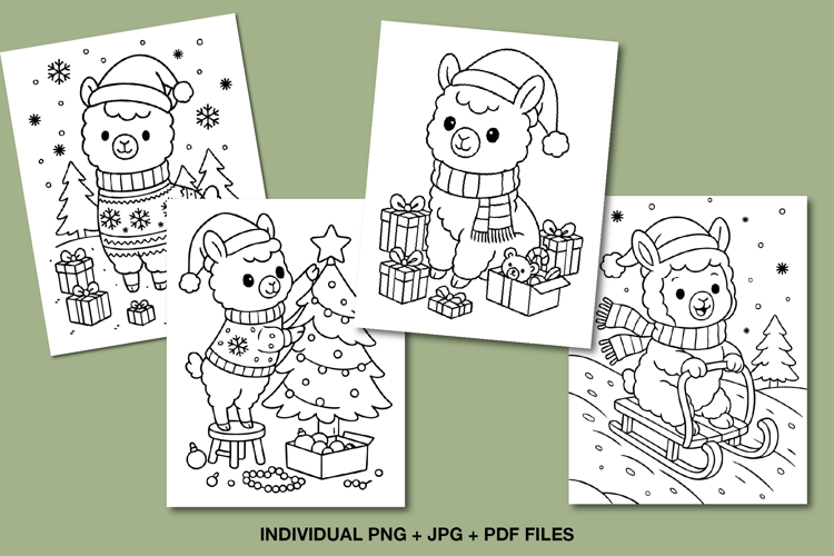 Christmas Llama Coloring Pages | Holiday Printable Sheets