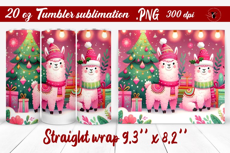 Christmas Llama | Tumbler wrap sublimation example image 1