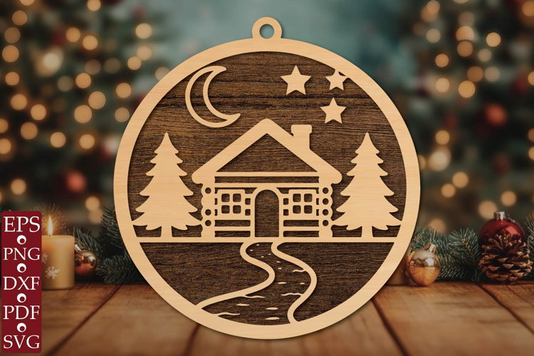 Christmas Log Cabin SVG Laser Cut