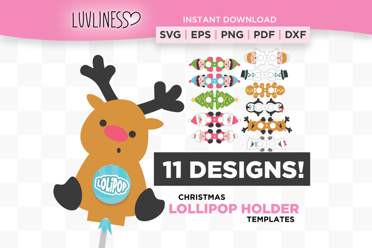 Christmas Lollipop Holder, Candy Holder Templates SVG