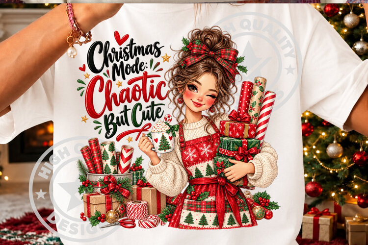 Christmas Made Chaotic but Cute Girl PNG example image 1