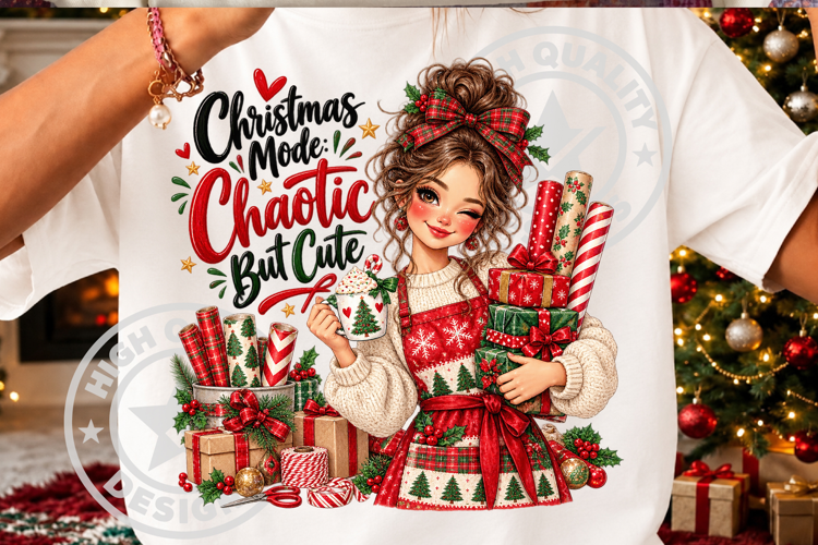 Christmas Made Chaotic but Cute Girl PNG