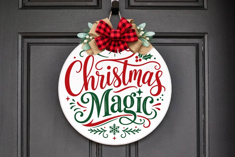 Christmas Magic Round Door Hanger Svg