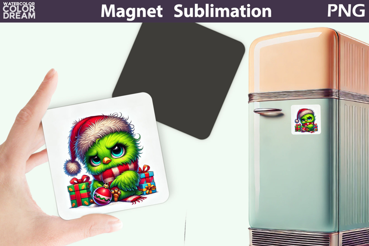 Green Grumpy Bird Magnet | Christmas Animal Sublimation