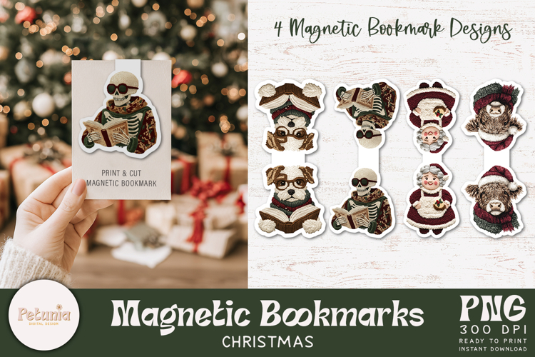 Latch Hook Yarn Bookmarks | Christmas Magnetic Bookmark