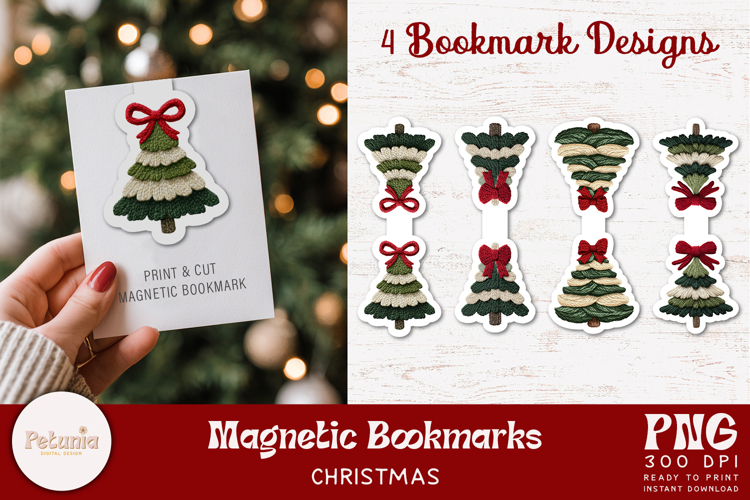 Christmas Tree Latch Hook Yarn Bookmarks | Magnetic Bookmark