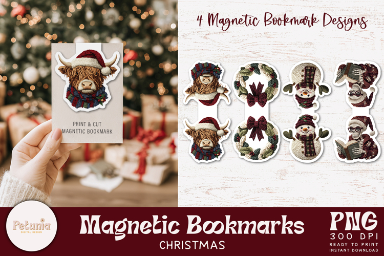 Latch Hook Yarn Bookmarks | Christmas Magnetic Bookmark