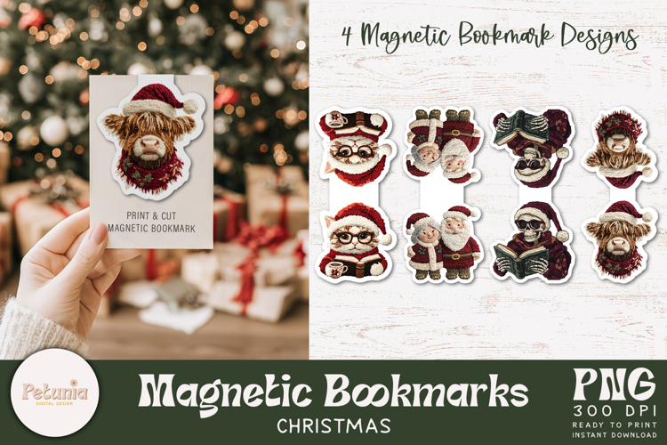 Latch Hook Yarn Bookmarks | Christmas Magnetic Bookmark