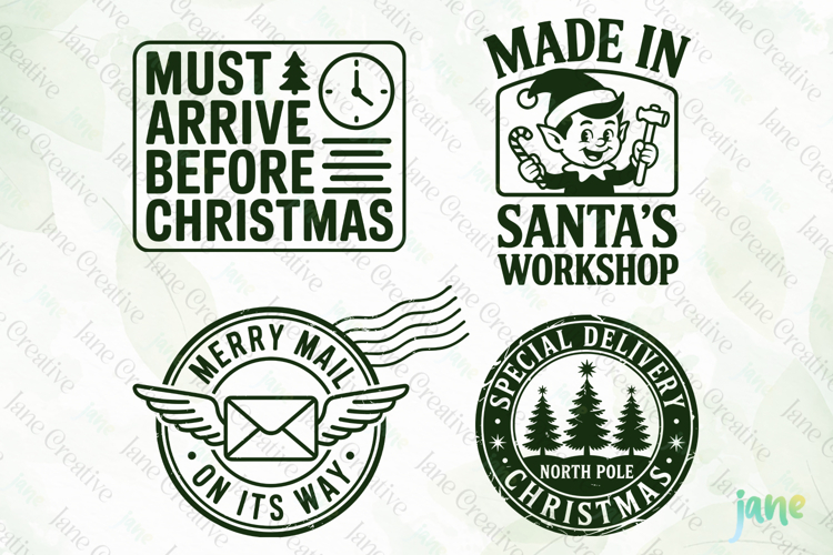 Christmas Mail Stamps SVG PNG