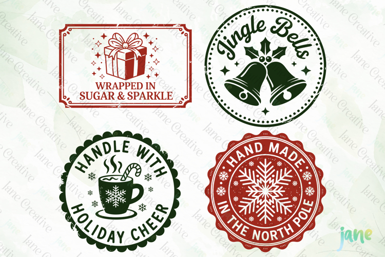 Christmas Mail Stamps SVG PNG
