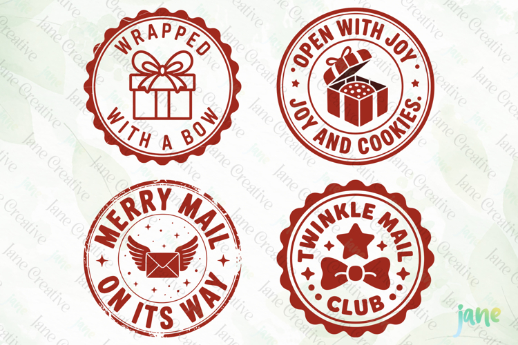 Christmas Mail Stamps SVG PNG