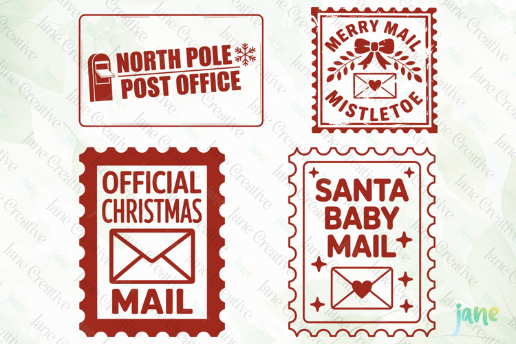 Christmas Mail Stamps SVG PNG