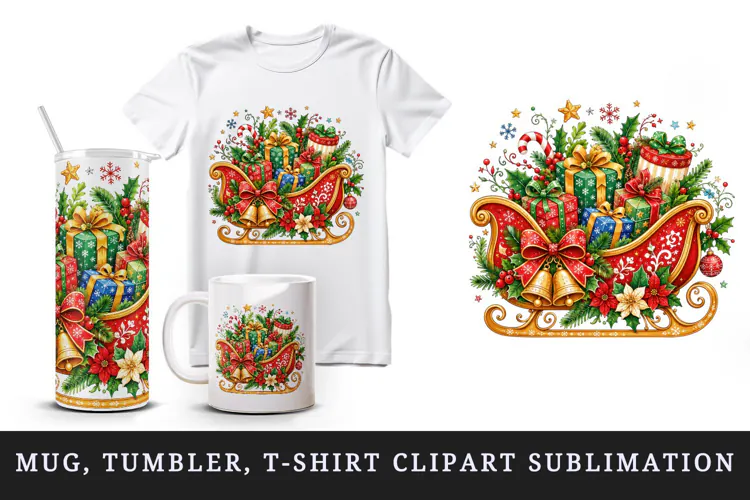 Christmas tumbler, mug wrap, clipart sublimation design