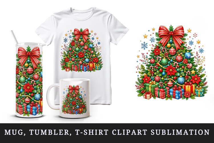 Christmas tumbler, mug wrap, clipart sublimation design example image 1