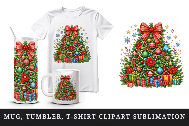 Christmas tumbler, mug wrap, clipart sublimation design