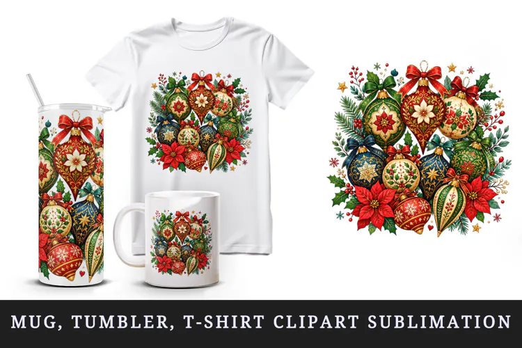 Christmas tumbler, mug wrap, clipart sublimation design