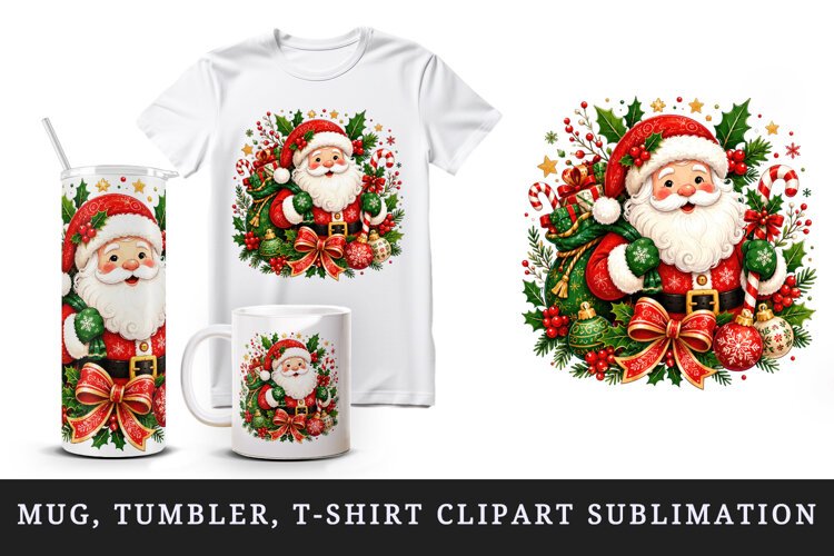 Christmas tumbler, mug wrap, clipart sublimation design example image 1