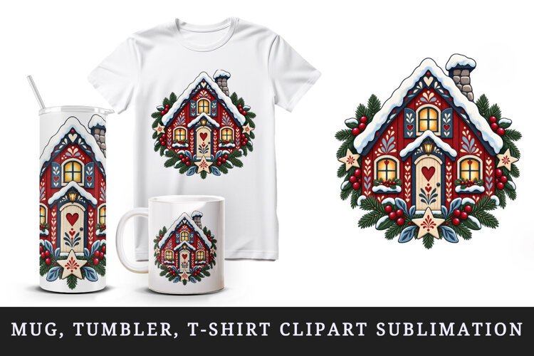 Christmas tumbler, mug wrap, clipart sublimation design example image 1
