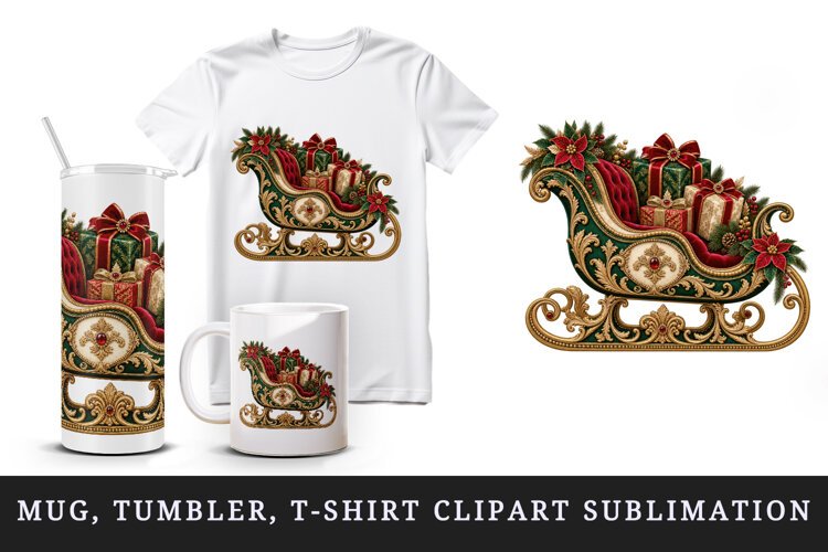 Christmas tumbler, mug wrap, clipart sublimation design example image 1