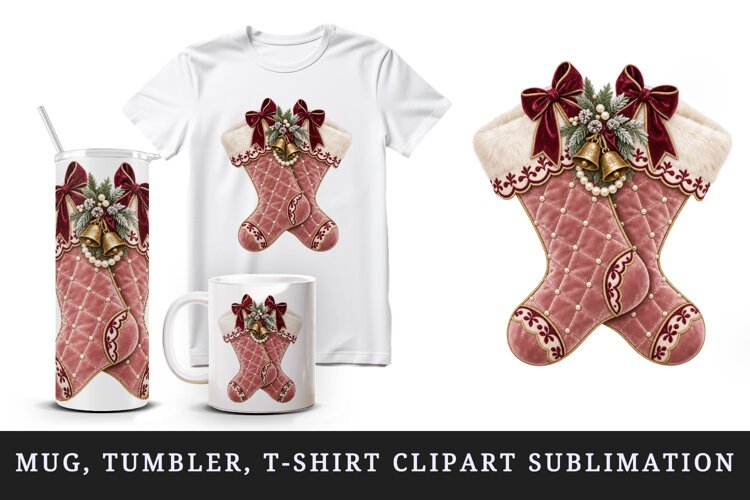 Christmas tumbler, mug wrap, clipart sublimation design example image 1