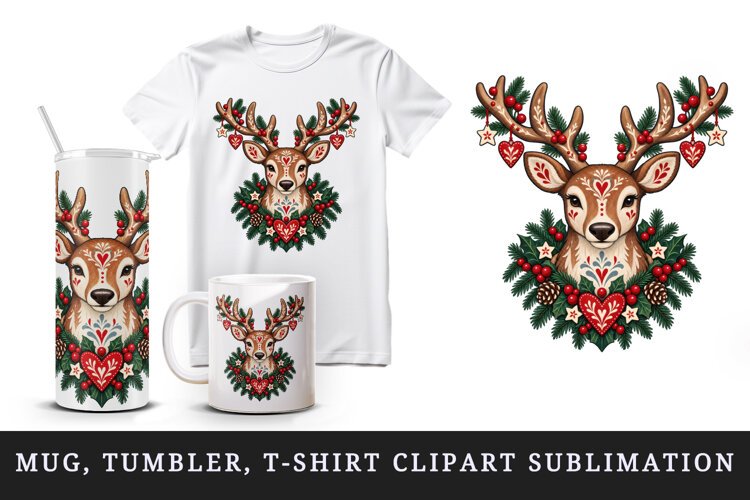 Christmas tumbler, mug wrap, clipart sublimation design example image 1