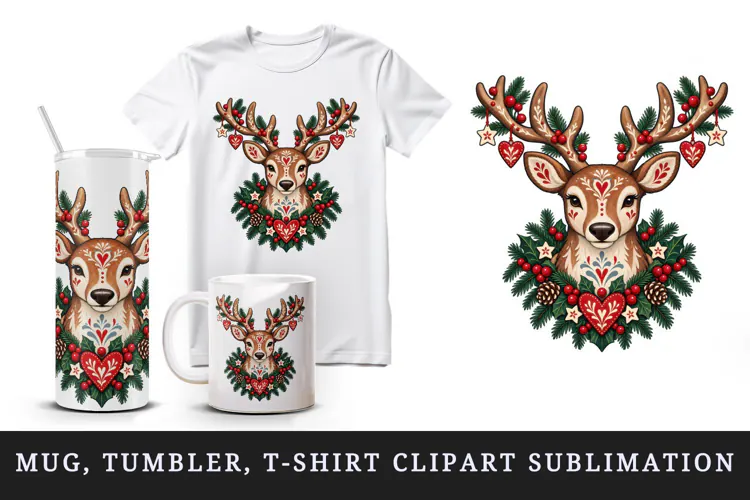 Christmas tumbler, mug wrap, clipart sublimation design