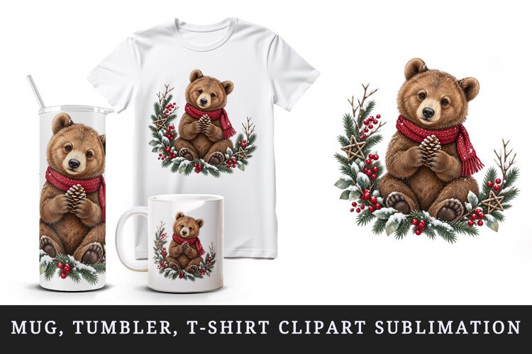 Christmas tumbler, mug wrap, clipart sublimation design example image 1