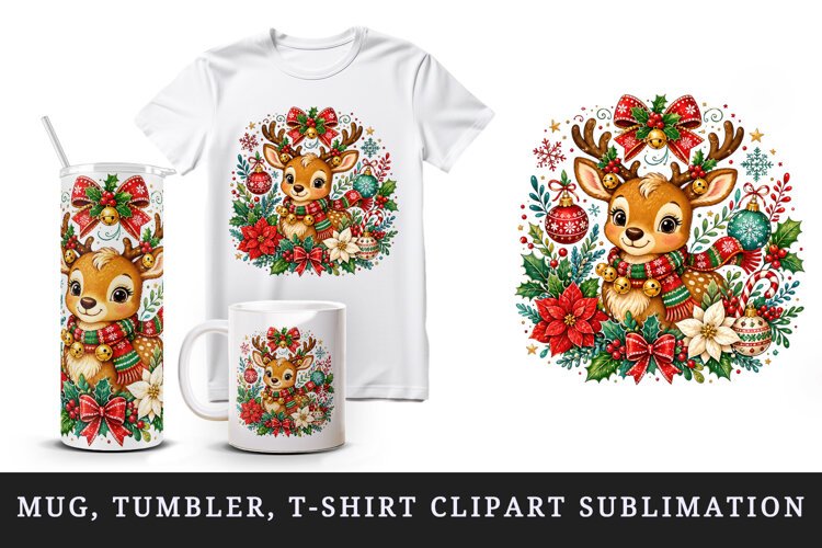 Christmas tumbler, mug wrap, clipart sublimation design example image 1