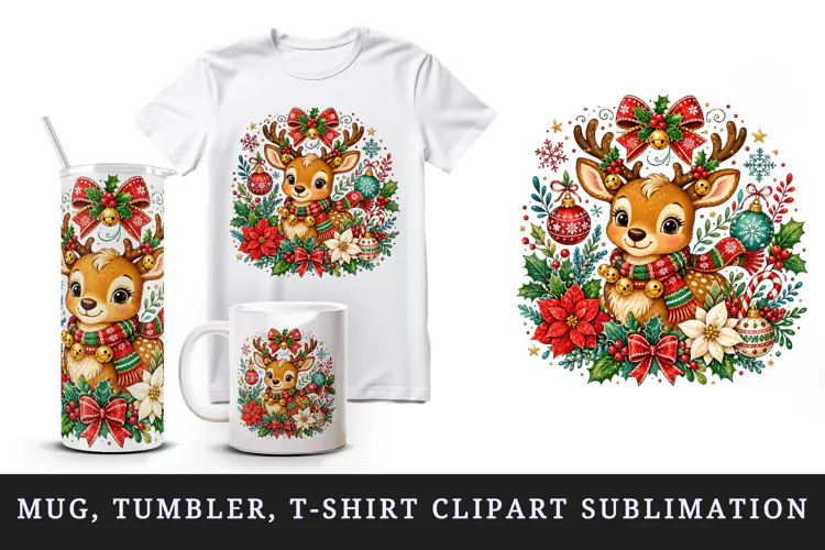 Christmas tumbler, mug wrap, clipart sublimation design
