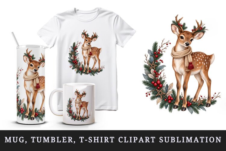 Christmas tumbler, mug wrap, clipart sublimation design example image 1