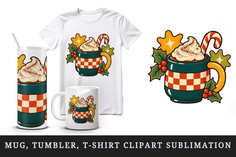 Christmas tumbler, mug wrap, clipart sublimation design example image 1