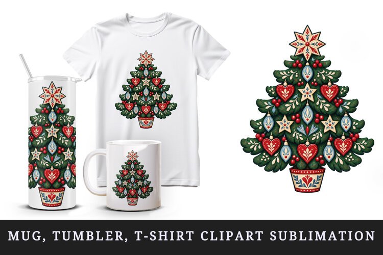 Christmas tumbler, mug wrap, clipart sublimation design example image 1