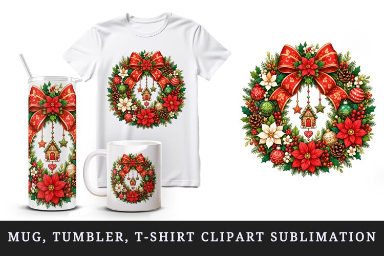 Christmas tumbler, mug wrap, clipart sublimation design example image 1
