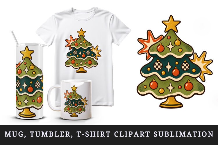 Christmas tumbler, mug wrap, clipart sublimation design example image 1
