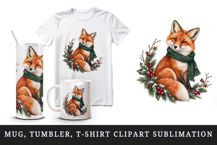 Christmas tumbler, mug wrap, clipart sublimation design example image 1
