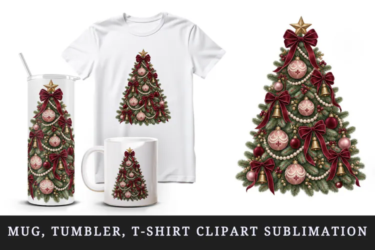 Christmas tumbler, mug wrap, clipart sublimation design
