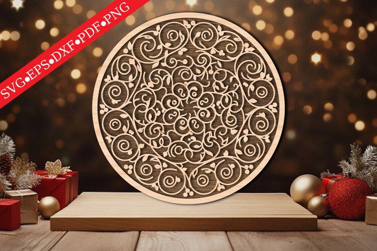 Christmas Mandala Ornament SVG example image 1