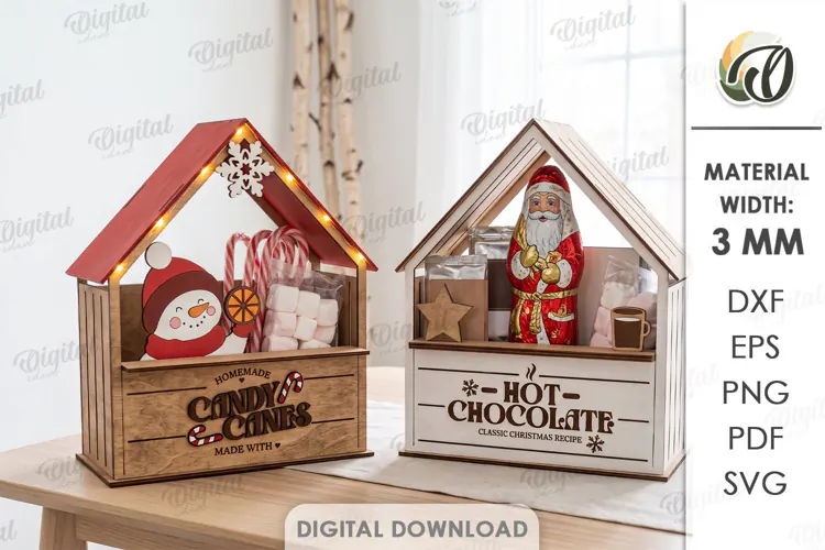 Christmas Market Stalls Laser Cut. Christmas Stand Decor SVG