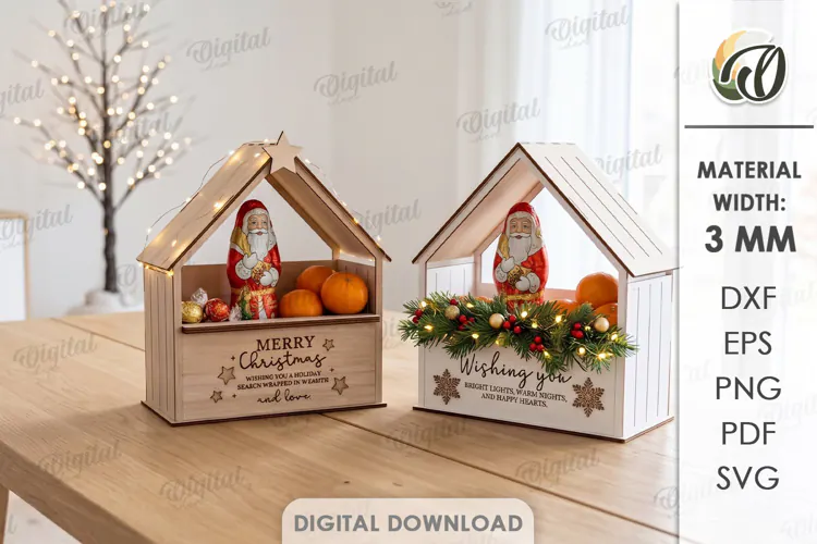 Christmas Market Stalls Laser Cut. Christmas Stand Decor SVG