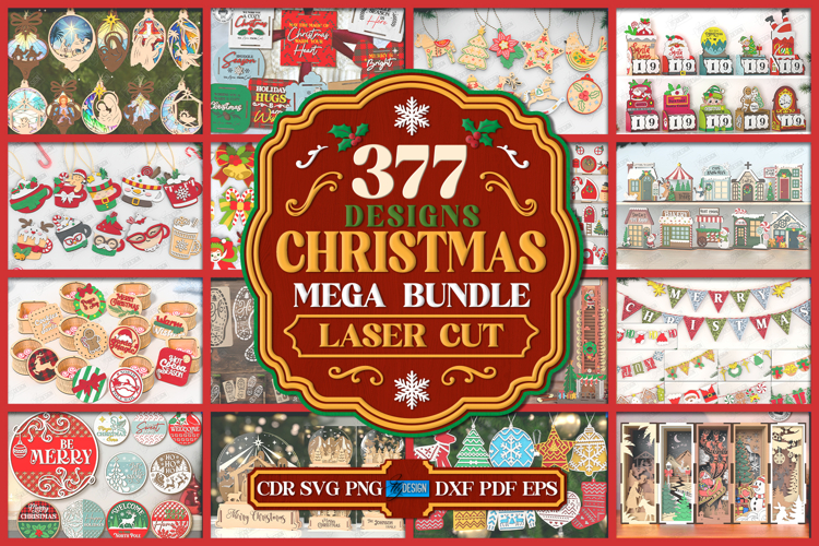 377 Christmas Mega Bundle Laser Cut|Xmas Decoration|Holidays