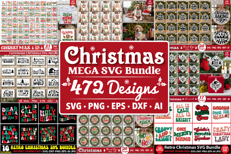 Christmas Mega SVG Bundle, Holiday Big SVG Bundle