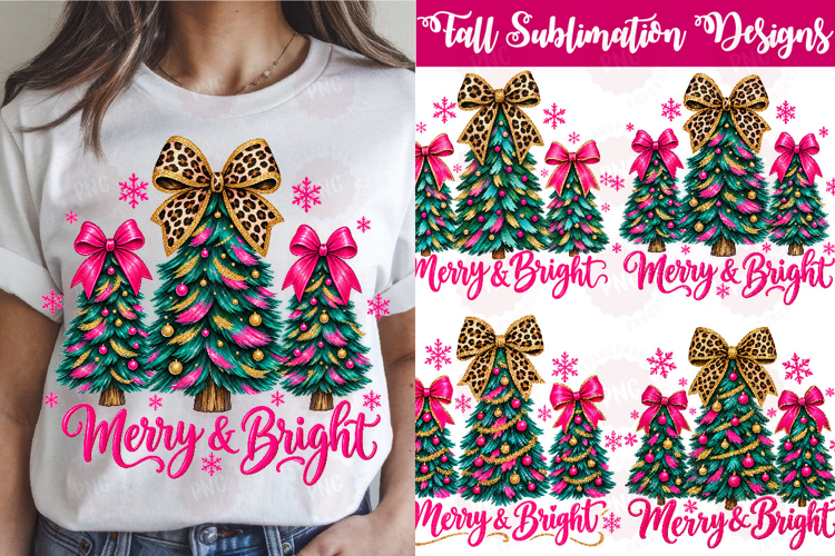 Christmas Merry & Bright Tree Pink PNG