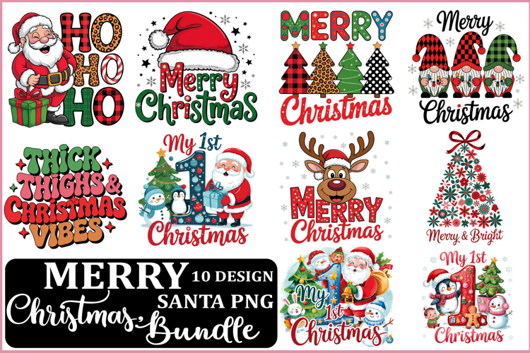 Christmas Png Bundle Santa Trendy T-shirt