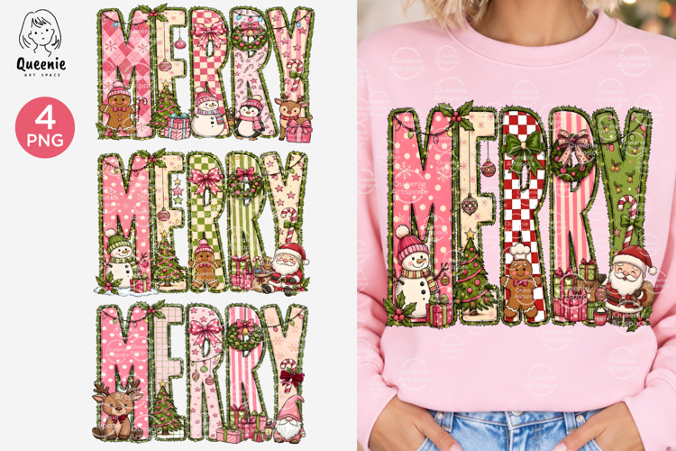 Preppy Bow Merry Christmas Cute Holiday Sublimation