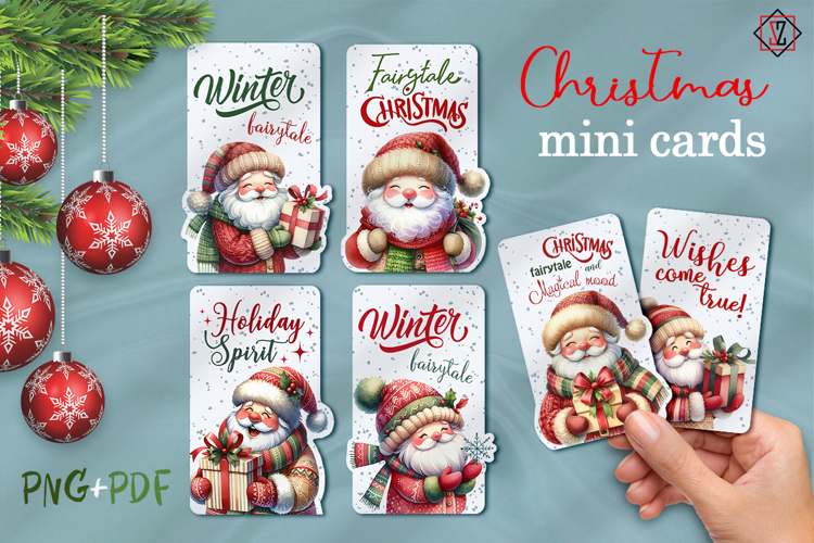 Christmas Mini Cards with Santa Claus